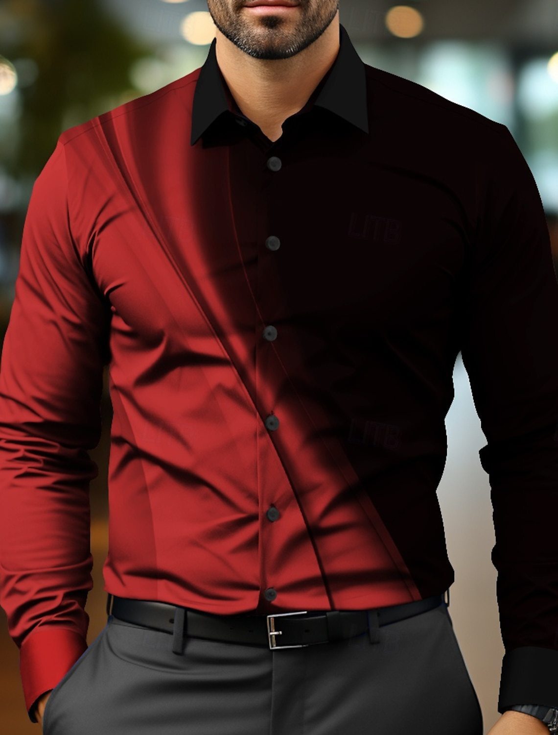 2024 nuevo estilo comercio exterior europeo y americano casual salvaje tendencia de moda color degradado camisa de manga larga para hombre MB12
