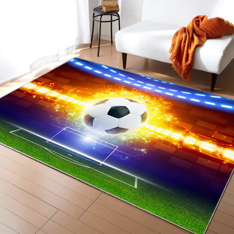 Transfronteriza alfombra de campo de fútbol de dibujos animados dormitorio sala de estar sofá mesa de café alfombra de piso en stock al por mayor