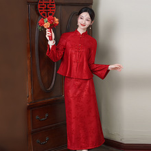 红色旗袍敬酒服新娘2025新款新中式订婚礼服女回门便装结婚连衣裙