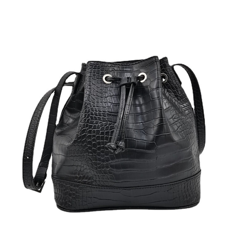 mango Bag Export Women's Crossbody Bag Stone Pattern Large Capacity Bucket Bag Drawstring Switch Shoulder Bag