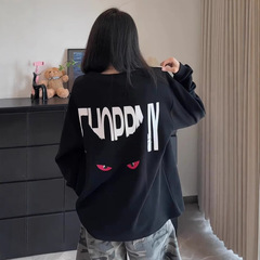 美式设计感重磅卫衣男款秋季潮牌恶魔字母印花t恤长袖内搭打底衫
