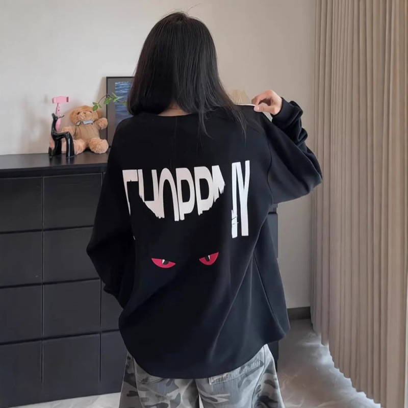 American Design Heavyweight Sweatshirt Men's Autum Trendy Brand Devil Letter Printed T-Shirt Long-Sleeved Inner Layering Shirt American Design Heavyweight Sweatshirt Men's Autum Trendy Brand Devil Letter Printed T-Shirt Long-Sleeved Inner Layering Shirt