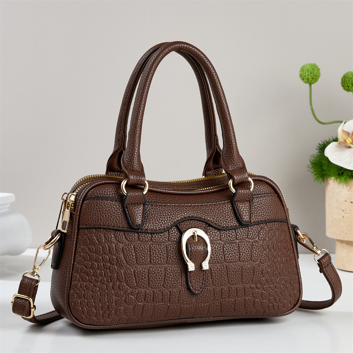Diseño de piedra temperamento bolso de mano atmósfera casual bolso de hombro de moda bolso de mano de viaje