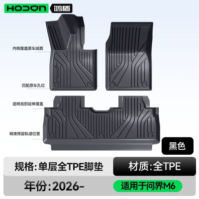 Floor Mats Tpe2026 New Model – Modelə uyğun ayaqaltı - 212t01-wenjie-m6-26-models-single-layer-foot-pad-black-tpe-thickened-economical-and-ordinary-style