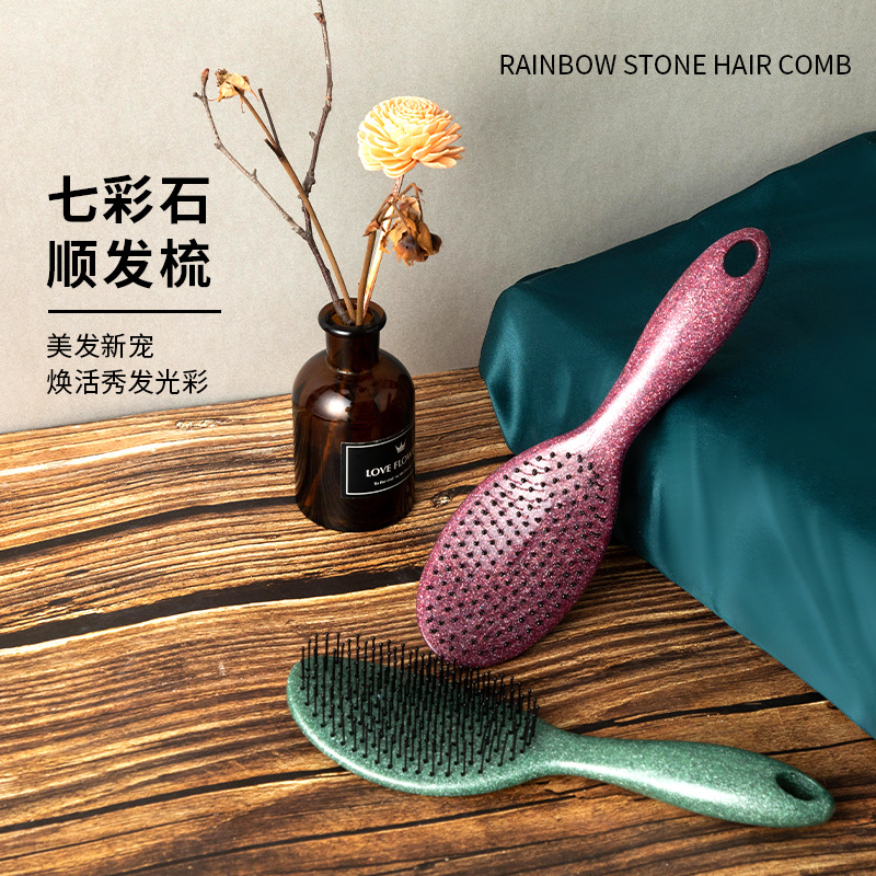 Red de Internet peine esponjoso cráneo alto linda dama hogar cabello rizado anti-largo masaje electrostático cuero cabelludo peine de costillas de colores