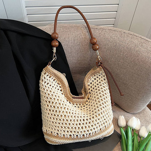 2025 New Mori Style Hollow Woven Tote Bag Niche Casual Large Capacity All-match Holiday Style Women's Shoulder Bag
