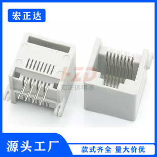 RJ45-5521 8P8C R针灰色电话插座水晶头母座网络接口全塑-阿里巴巴