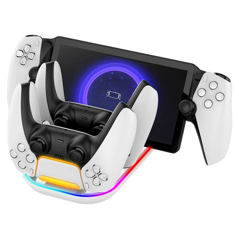 Подходит для PS5 Portal упрощенная ручная база зарядки PS5 геймпад, три-в-один, яркий RGB свет