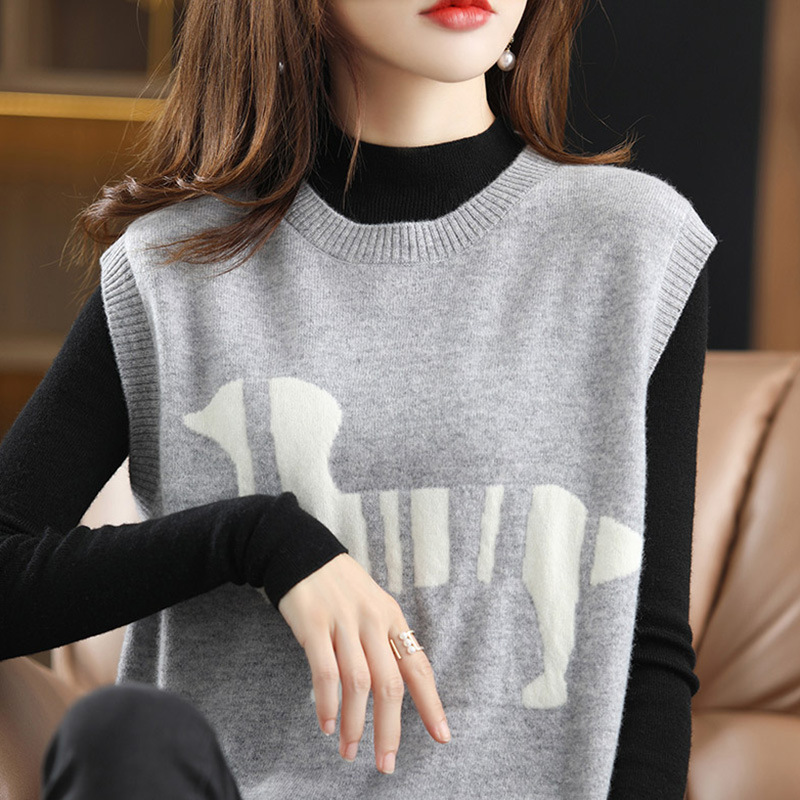 Apilado Chaleco de punto las mujeres sin mangas suelta chaleco primavera y otoño 2024 nuevo estilo preppy suéter chaleco exterior superior image 3