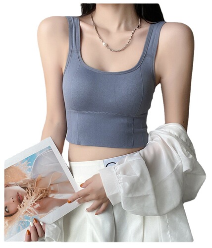 Internet celebrity's generous square collar, wide shoulders, beautiful back strap, chest tube top, sexy belt, latex pad, girl's sports vest underwear for women