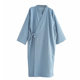 Summer Thin Crepe Cotton Yarn Double Gauze Nightgown Japanese-style Kimono Bathrobe Men's Medium-length Cardigan Lace-up SPA Homestay