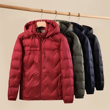 2025年冬季新款男士加肥加大码时尚休闲立领连帽轻薄羽绒服
