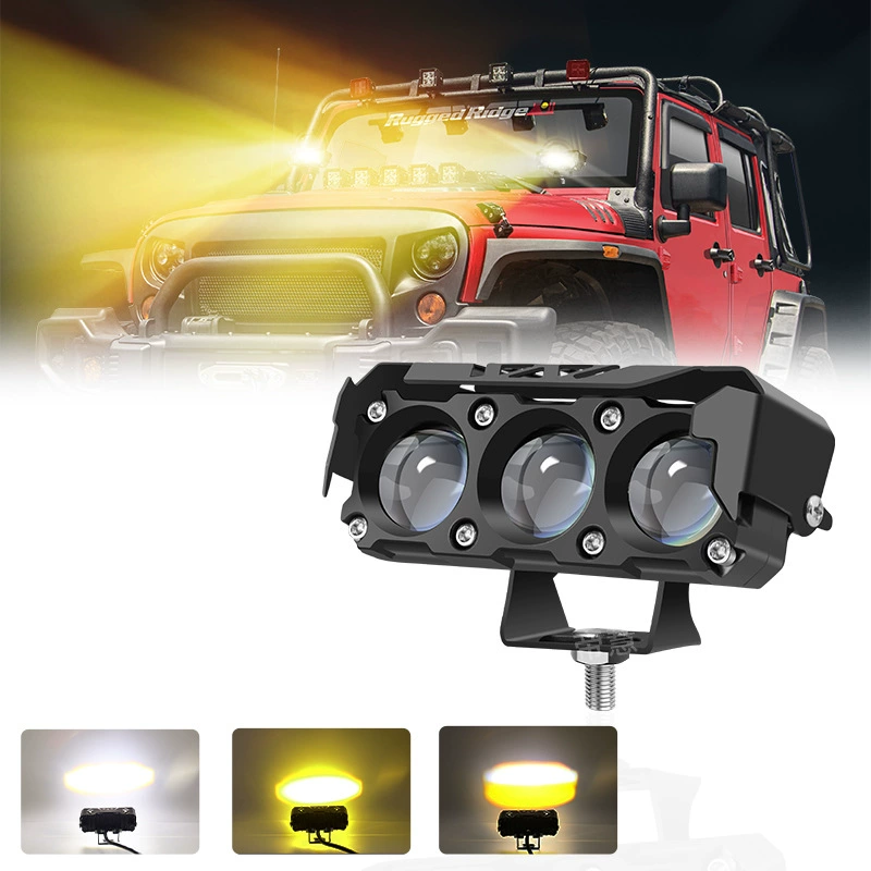 Автомобильный мотоцикл прожекторы светодиодные фары двухцветный трехглазый ближний и дальний свет водонепроницаемый электрический мотоцикл прокладка фар