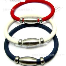 日韩流行负离子硅胶手环手链 不锈钢磁铁扣能量女士手链批发生产