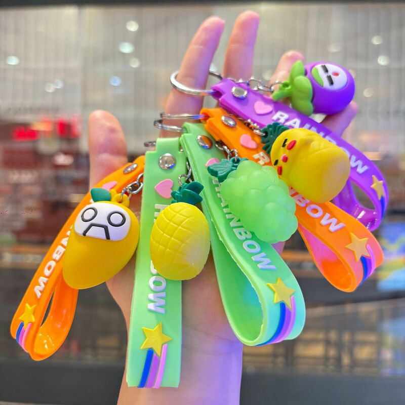 Unique design simulation fruit keychain accessory, cute cartoon trendy PVC soft rubber figure bag pendant Unique design simulation fruit keychain accessory, cute cartoon trendy PVC soft rubber figure bag pendant