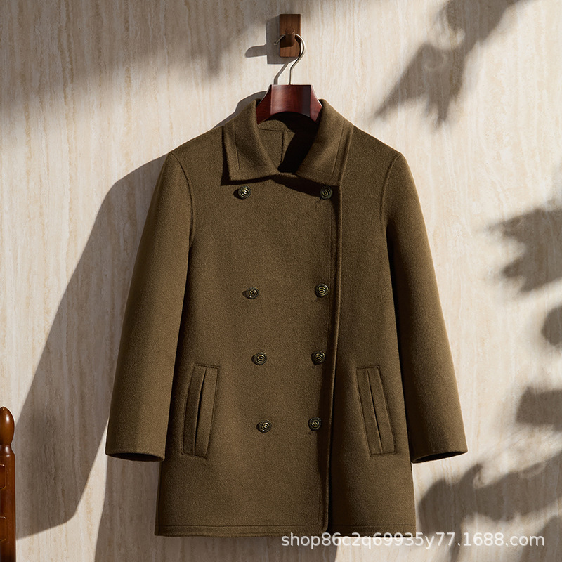 New Autumn/Winter 100% Wool High-Quality Wool Women's Suit Double-Breasted British Style Wool Coat