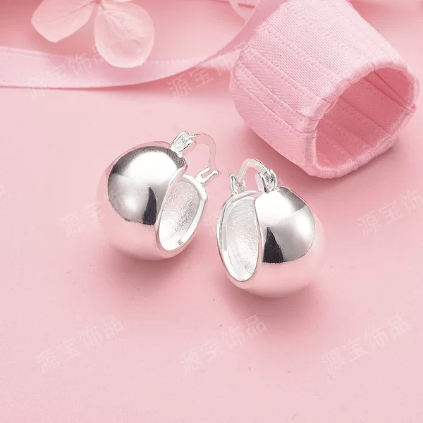 Xiyin Temu Simple Women's Fashion European and American Exquisite Jewelry Exquisite Round Silver Earrings Ear Hooks Wholesale