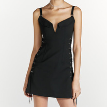 能拍的是现澳洲夏季新款女式暗黑风绑带式鱼骨棉混纺连衣裙吊带裙