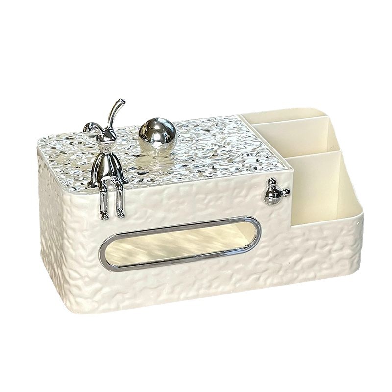 Caja de pañuelos multifuncional, caja de dibujo para sala de estar, mesa de centro para el hogar de lujo ligero de alta gama, caja de almacenamiento de control remoto de sentido avanzado, creatividad