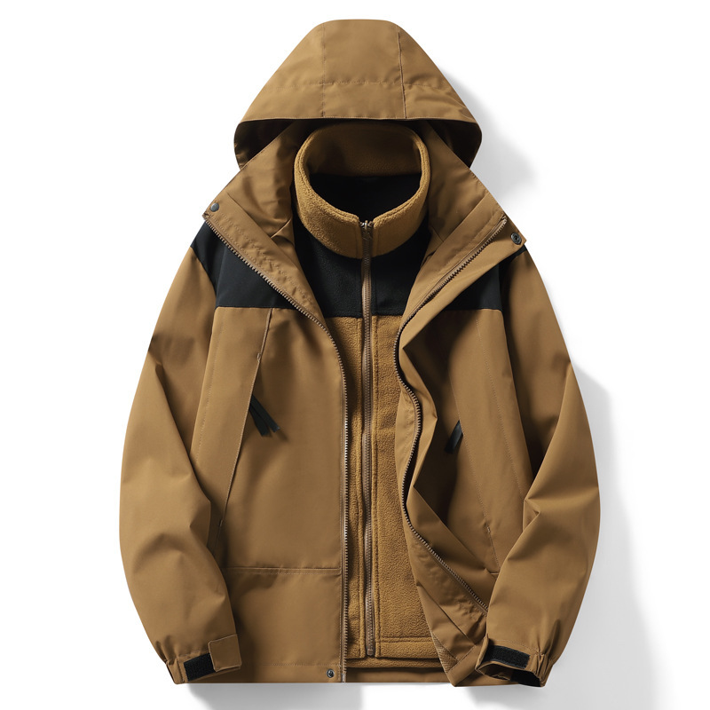 卸売ジャケット スリーインワン取り外し可能な防水防風登山ハイキングジャケット男性と女性のチームロゴカスタマイズ|undefined