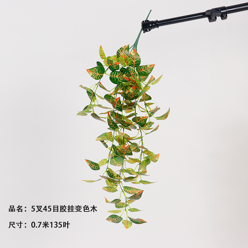 5 horquilla colgante de pegamento colgante de pared de plantas de simulación 7 horquilla pequeño haz de papas verdes hojas de papas decoración de pared interior colgante verde falsa