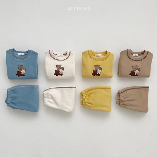 ins Korean version spring and autumn baby cute bear leggings set male and female baby one-piece harem two-piece set