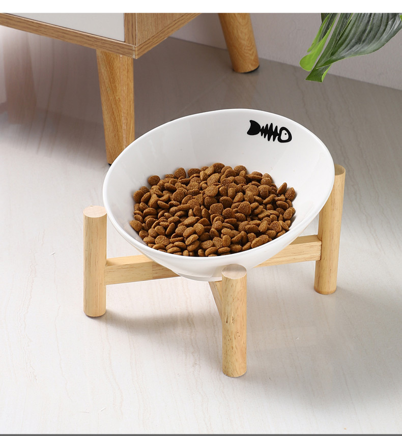 鱼骨脚印图案宠物碗陶瓷猫碗防打翻护颈椎狗碗饮水碗宠物陶瓷碗