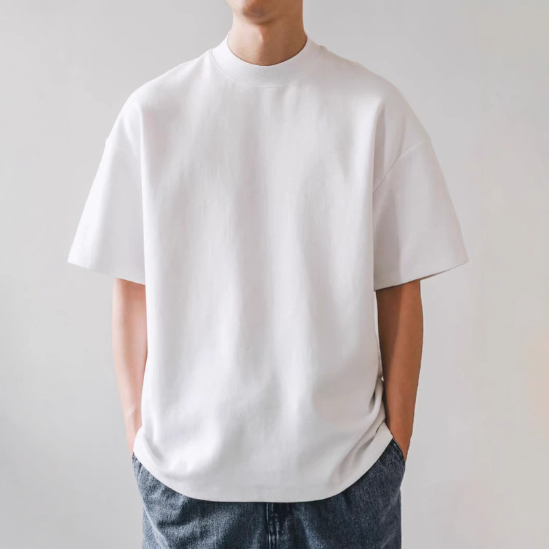 American small neckline 300g heavy T-shirt solid color Japanese men's short sleeve T-shirt tide summer loose base shirt T-shirt American small neckline 300g heavy T-shirt solid color Japanese men's short sleeve T-shirt tide summer loose base shirt T-shirt