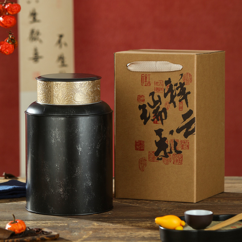 復古茶葉罐鐵罐定製大號紅茶大紅袍陳皮金駿眉茶葉密封罐茶葉包裝
