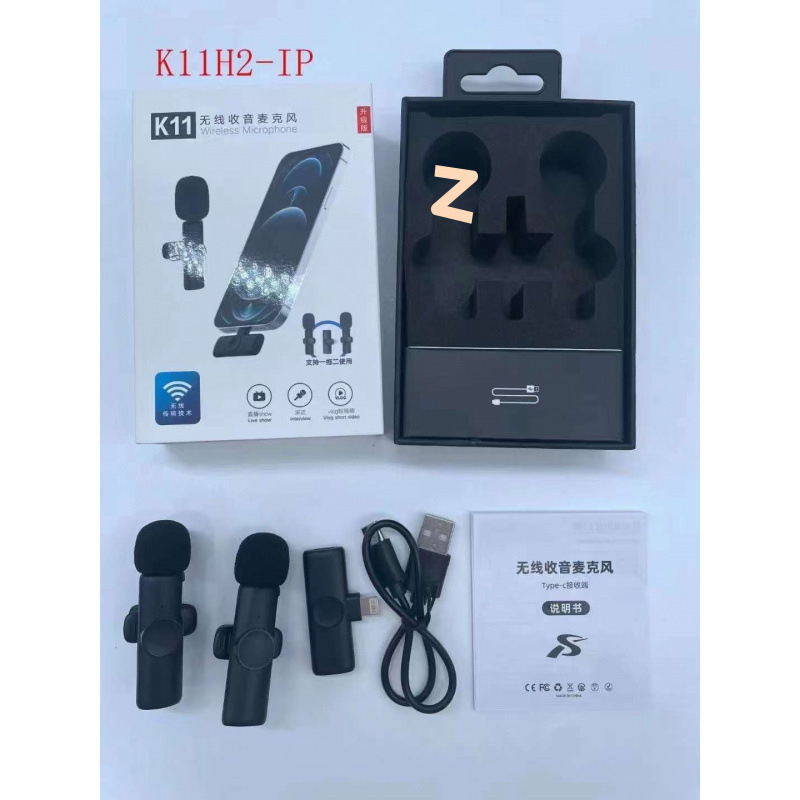 クロスボーダーワイヤレスラベリアマイク k8 k9 1 対 2 携帯電話マイク屋外ビデオライブ録音ワイヤレスマイク|undefined
