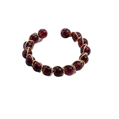 Korean Dongdaemun Colorful Tourmaline Garnet Moonstone Open Ring High-end Minimalist Unique Ring Finger Accessory