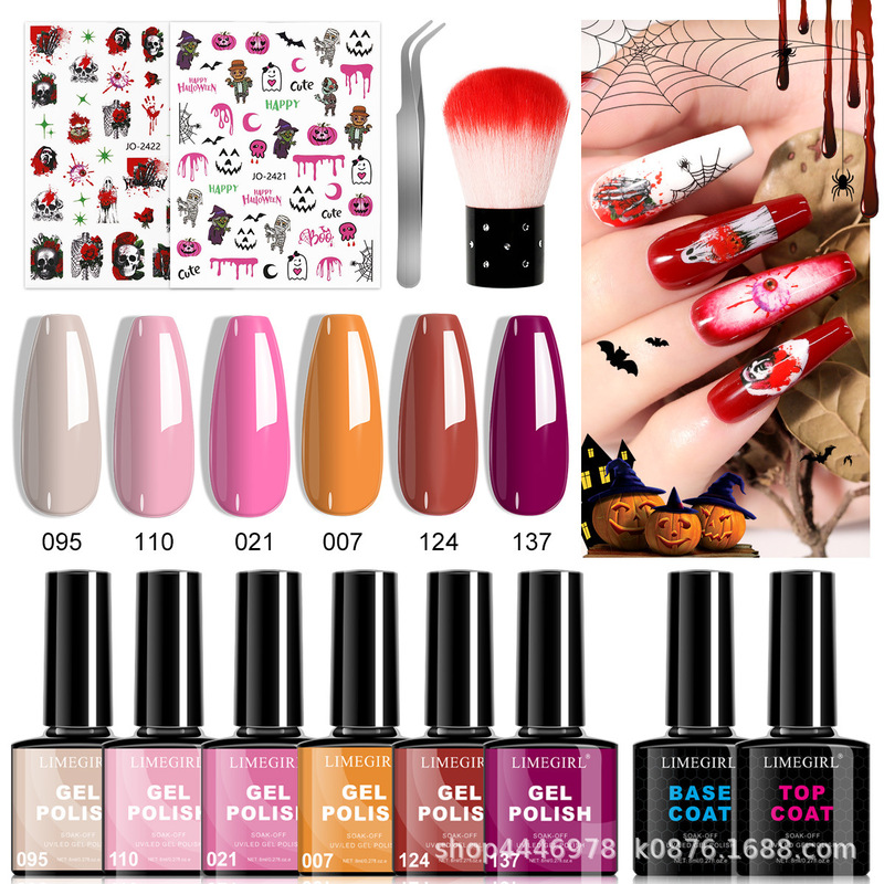 Cross-Border Nail Polish Halloween New Phototherapy Set Wholesale Hot Selling Gel Nail Polish Set Sticker Tools Cross-Border Nail Polish Halloween New Phototherapy Set Wholesale Hot Selling Gel Nail Polish Set Sticker Tools