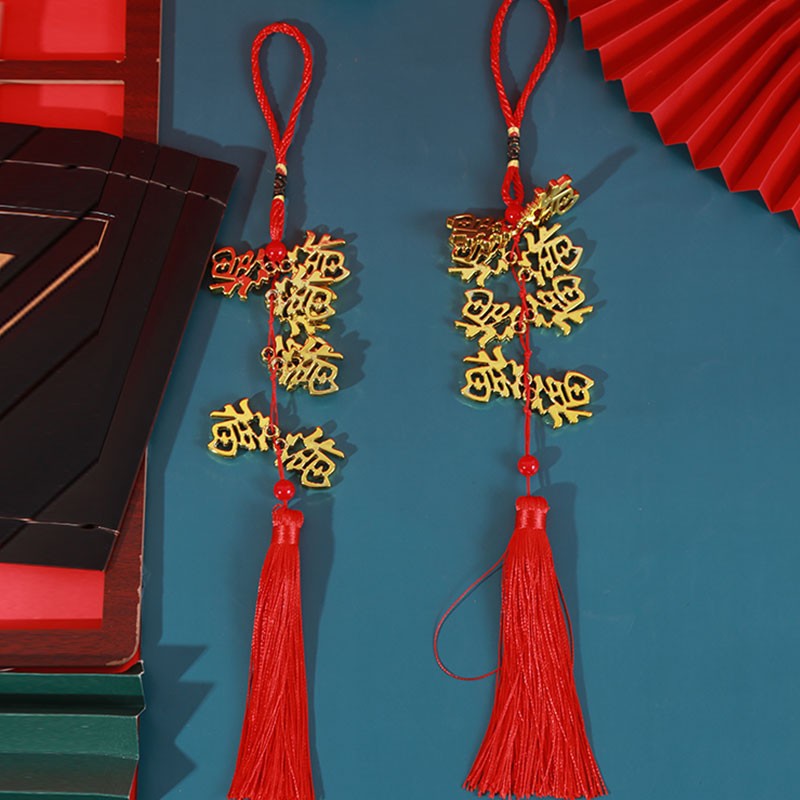 Dorado tarjeta de felicitación de Año Nuevo León tarjeta colgante Año Nuevo snack flor bendición cubo decoración colgante bendición tarjeta Festival de Primavera etiqueta festiva