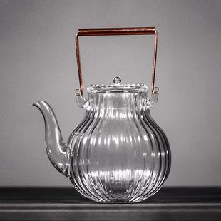 Household Teapot High Borosilicate Transparent Glass Teapot Can Be Heated by Electric Ceramic Stove Chrysanthemum Pattern Teapot