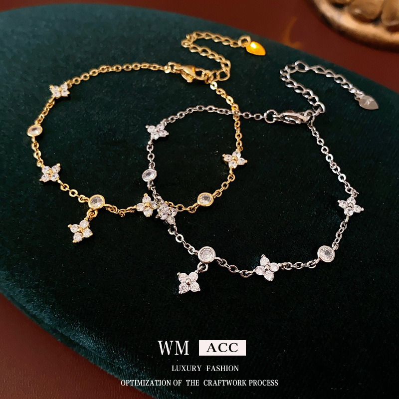 Zircon diamante pulsera de flores de moda de viaje versátil pulsera lujo ligero de alta calidad fábrica de joyas de moda