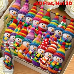 跨境新品8/16件彩色雪人木质装饰品带有彩虹色调和绒球帽适用于圣