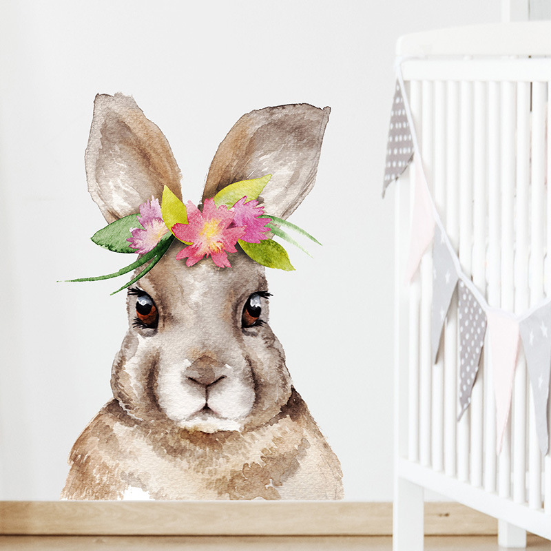 New Cartoon Rabbit Wearing A Wreath Decorative Wall Stickers display picture 1
