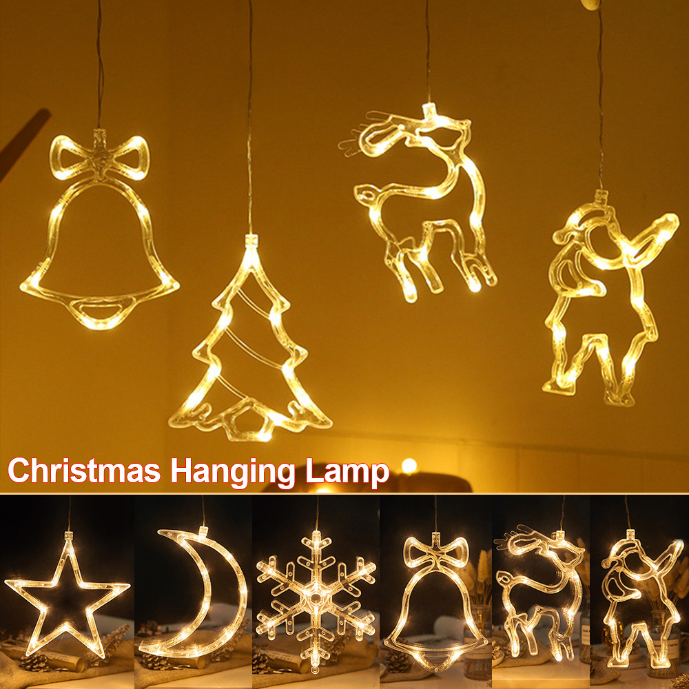 LED decoración de Navidad lámpara de succión muñeco de nieve árbol de Navidad lámpara de la batería ins viento ventana diseño caja de la batería forma lámpara colgante