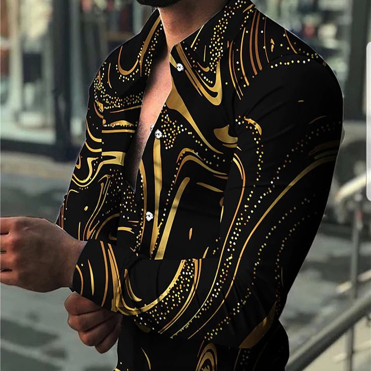 Comercio exterior transfronterizo 2022 AliExpress estación independiente primavera y otoño nuevo europeo y americano camisa de manga larga impresa casual de los hombres más tamaño