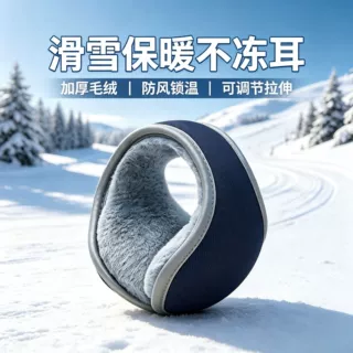 冬季防水反光可折叠后戴耳罩简约户外保暖防风加绒耳暖可调节耳包