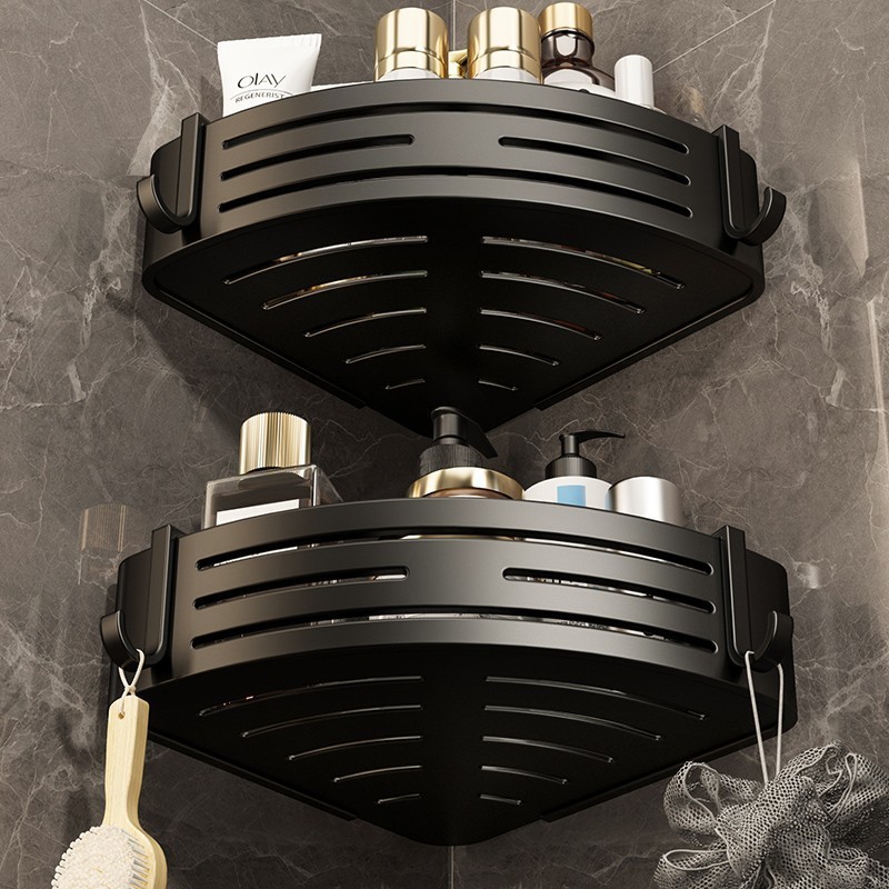 Bathroom Shelf, No-Drill Wall-Mounted Toilet Storage Rack, Triangular Mesh Basket for Shower Room, Washroom Organizer for Toiletries