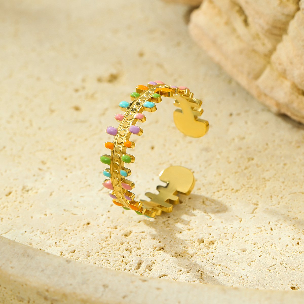 Colorful Dripping Oil Stainless Steel Ring