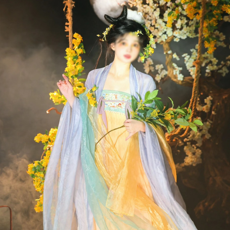 桂花枝树枝摄影材料中秋节汉服古风国风拍摄道具秋季假花树叶|undefined