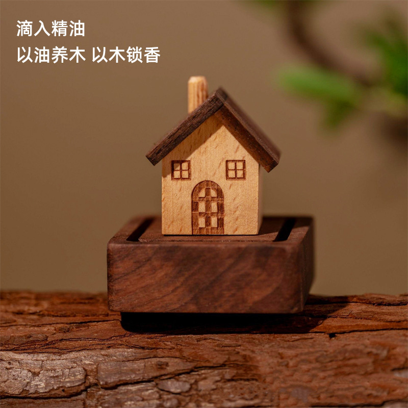 現物卸売り山小屋の置物磁気吸引かわいい家香薫拡香器黒胡桃車載拡散プレゼント装飾|undefined