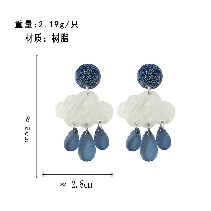 Japan And South Korea Fashion Earrings Cloud Raindrops Pendant Rhinestone Resin Stud Earrings Wholesale display picture 5