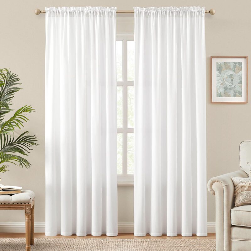 Cross-Border Amazon Curtain White Sheer Window Screen Light-Transmitting but Not See-Through Semi-Blackout Curtain Finished Product Foreign Trade Wholesale