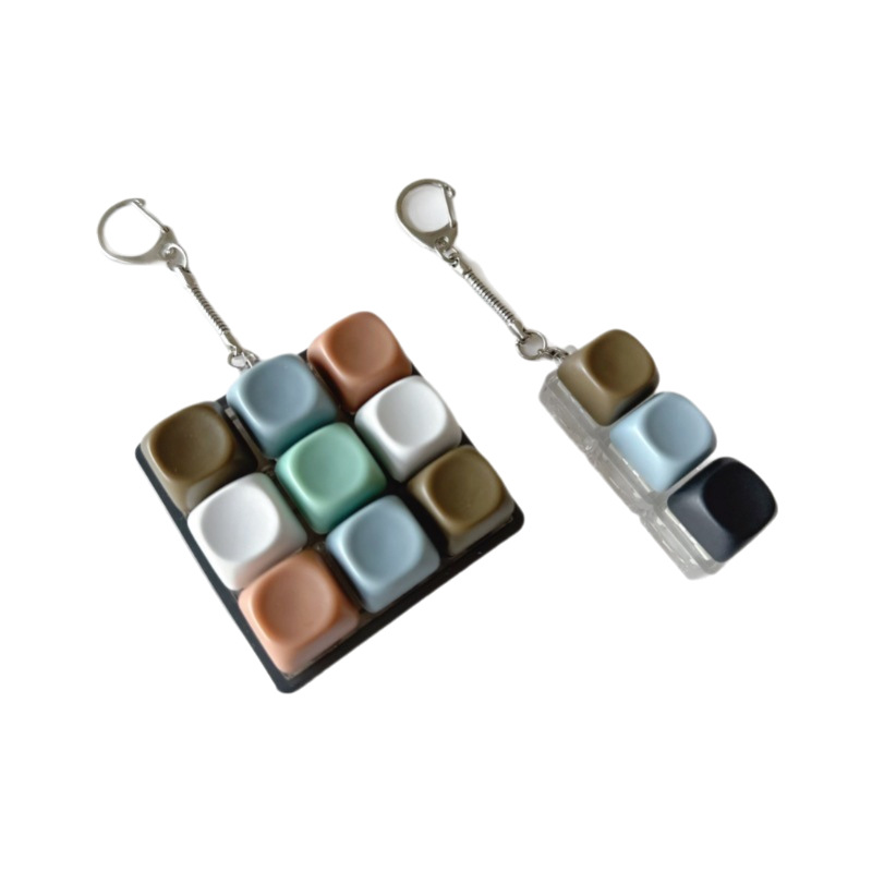 Cross-border Round Cap Decompression Button 9-key Switch Tester Keyboard Cat Keychain Finger Squeeze Stress-relief Toy_voghion.com