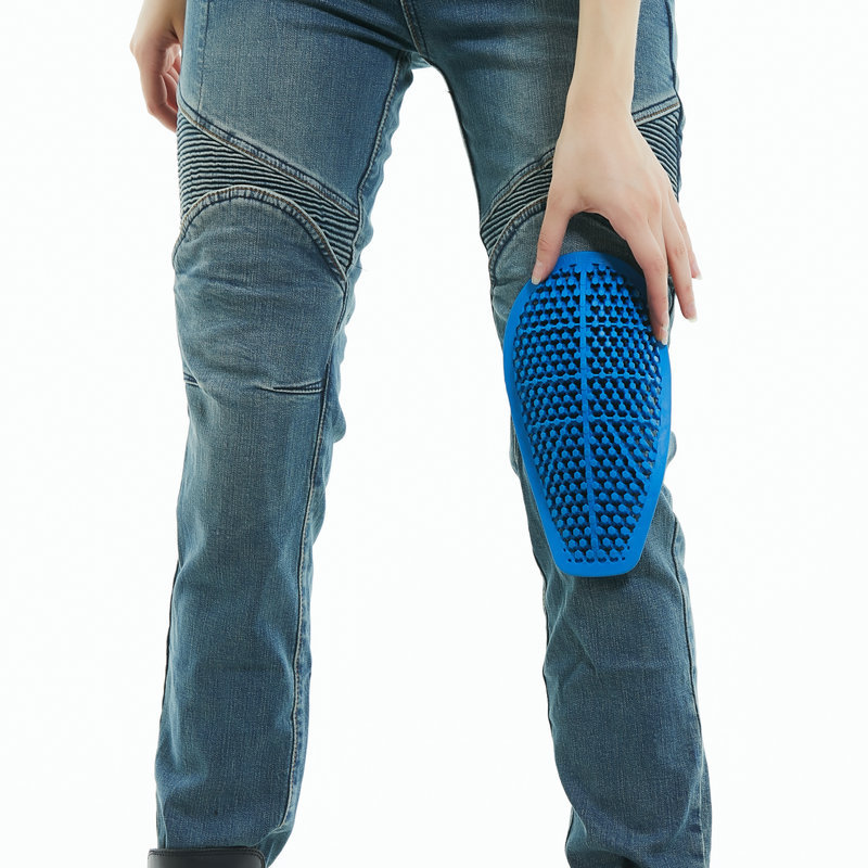 Pantalones vaqueros de la motocicleta de Caballero de las mujeres que montan pantalones de la motocicleta Kevlar resistente al desgarro pantalones anti-caída equipo de protección de silicona