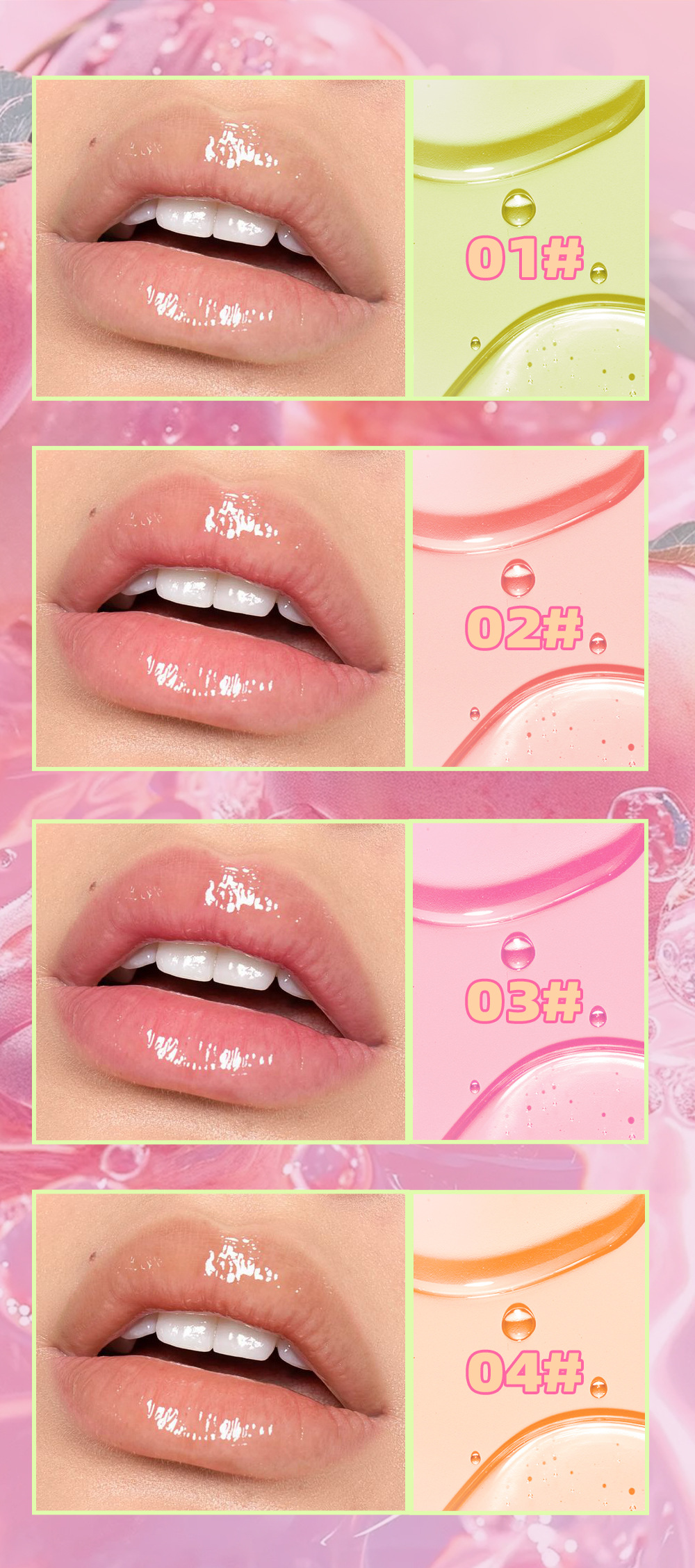 QIBEST Cross-border Mirror Lip Oil Fruit-flavored Moisturizing, Nourishing, Repairing, Translucent and Anti-dryness Lip Cracking Honey Makeup undefined