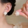10 # Silver diamond blooming fireworks stud earrings